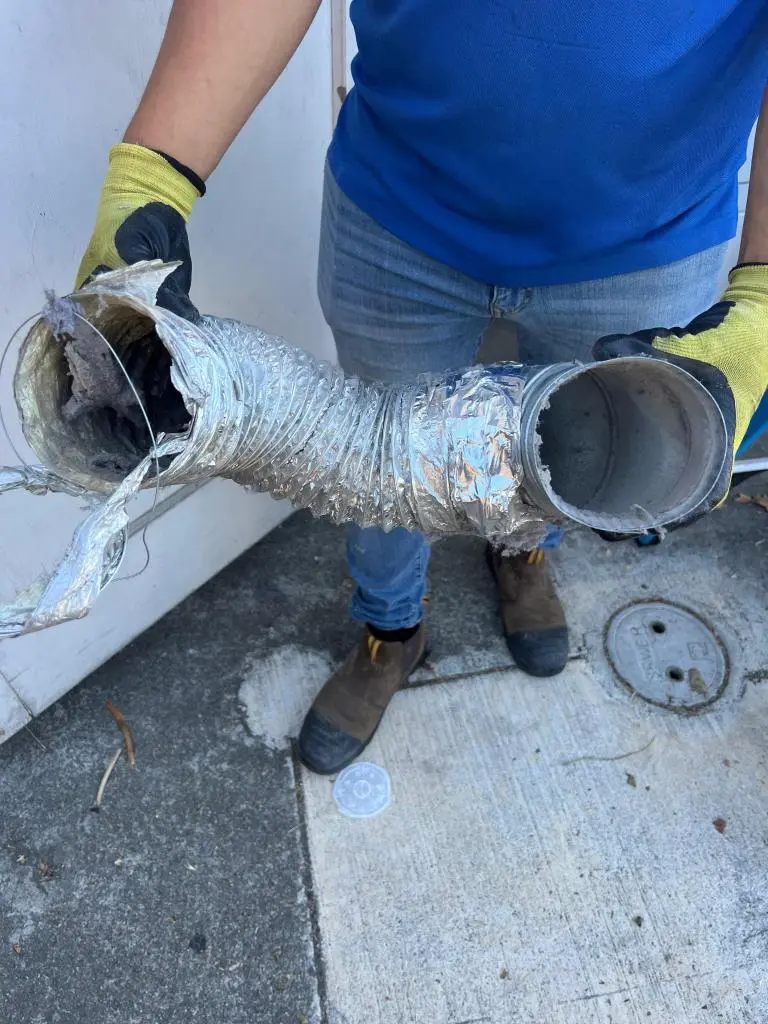 Removing lint buildup to improve airflow and safety during expert Dryer Vent Cleaning.